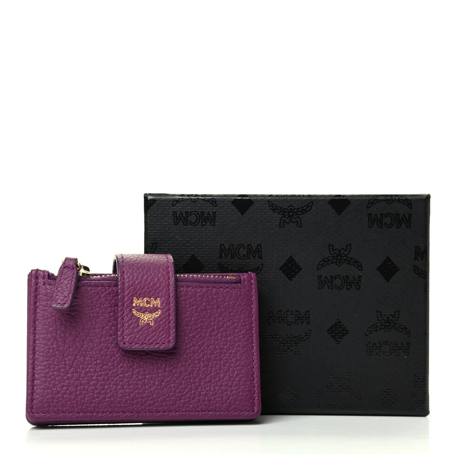 MCM Grained Calfskin Milla Accordion Card Case Purple 8 of 8