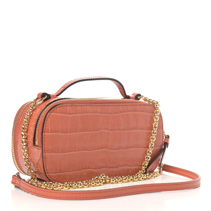 Chloe Calfskin Crocodile Embossed Mini C Vanity Bag Tawny Orange 2 of 5