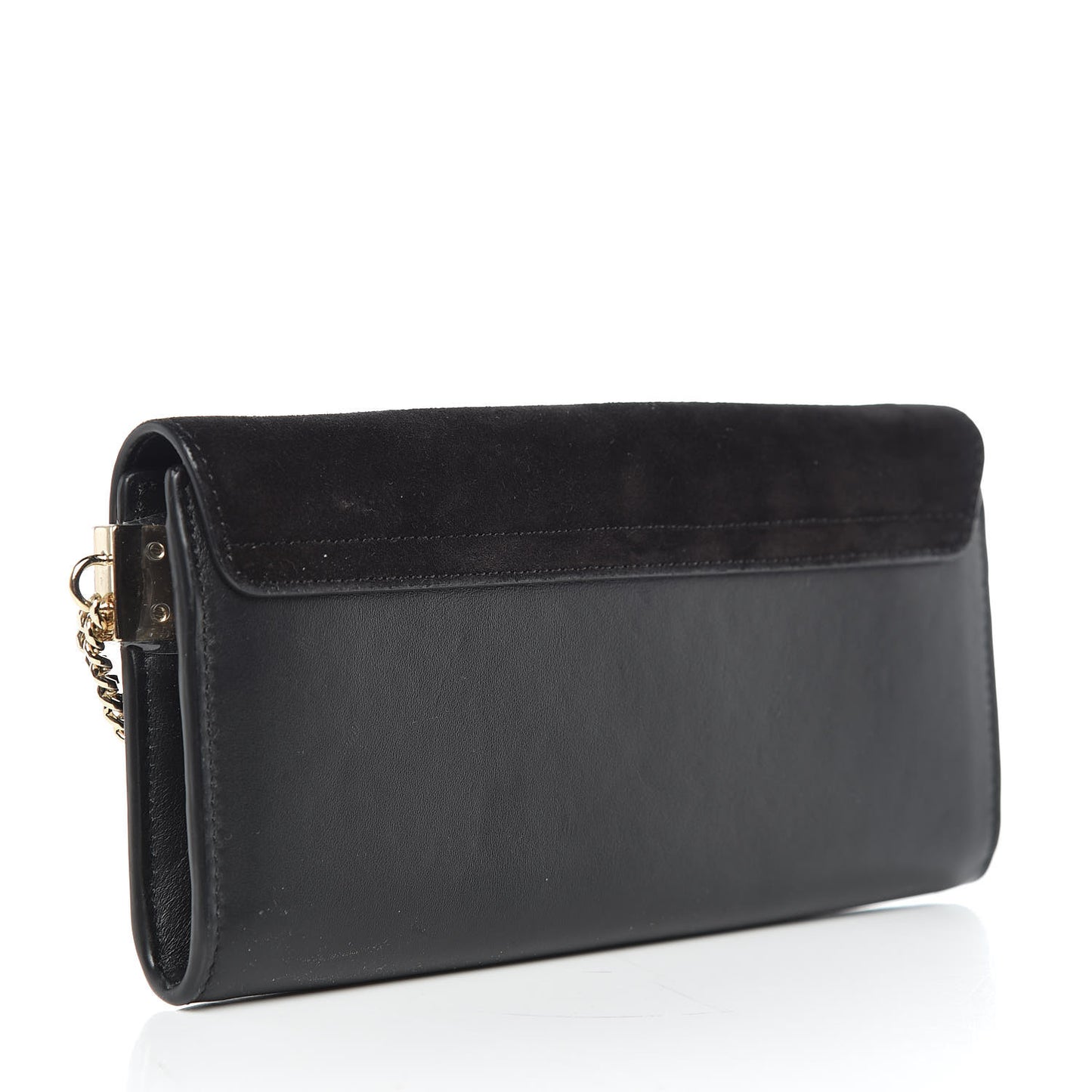 Suede Calfskin Faye Wallet Black