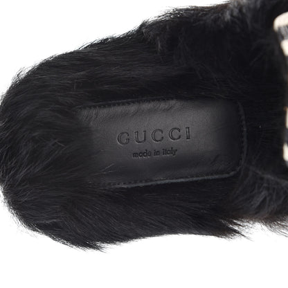 Gucci Malaga Kid Fur Zebra Inlay Womens Princetown Slippers 41 Mystic White Black 7 of 10