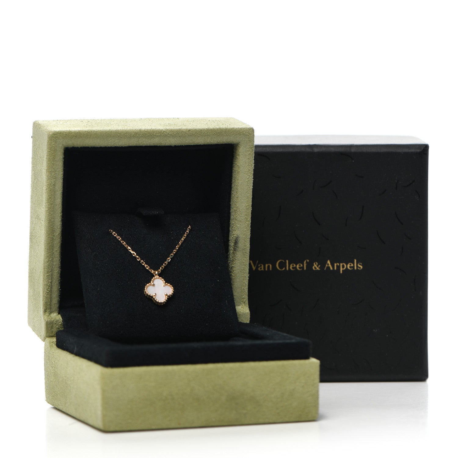 Van Cleef & Arpels 18K Yellow Gold Mother of Pearl Sweet Alhambra Pendant Necklace 7 of 7