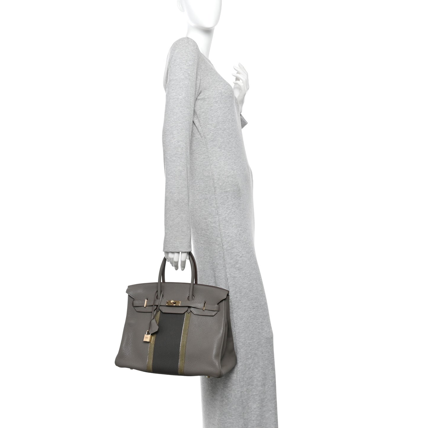 Taurillon Clemence Lizard Club Birkin 35 Etain Graphite