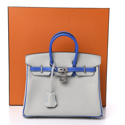 Hermes Chevre Mysore Horseshoe Birkin 25 Gris Perle Bleu Hydra 11 of 11