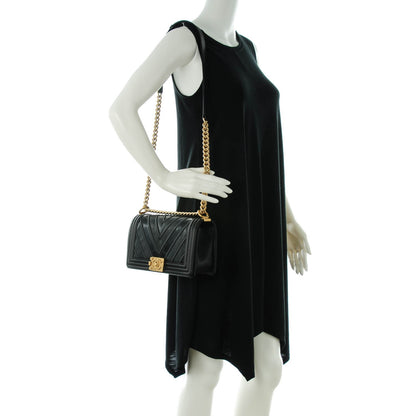 Chanel Caviar Suede Calfskin Chevron Medium Boy Flap Black 2 of 8