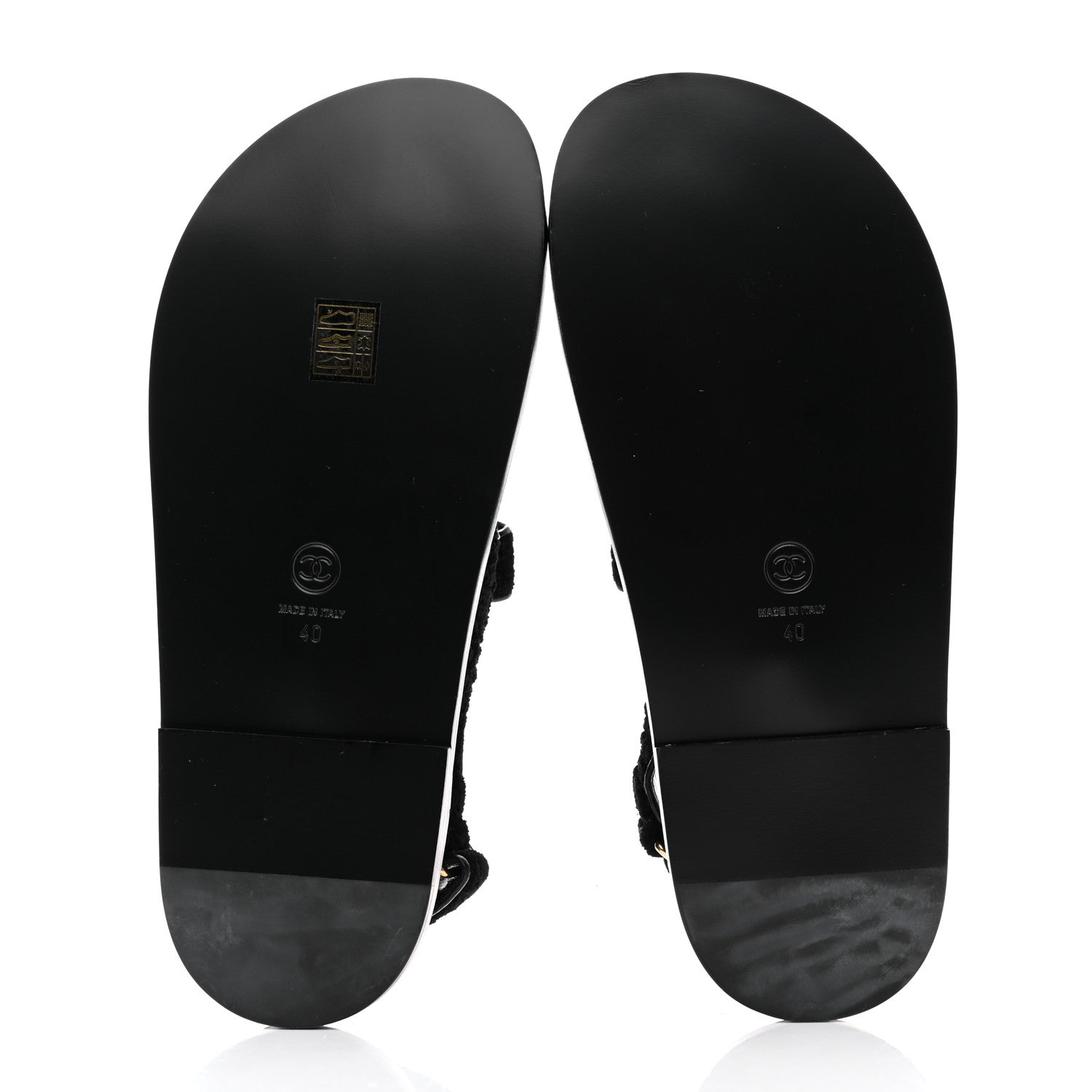 Chanel Tweed Velcro Dad Sandals 40 Black 5 of 9