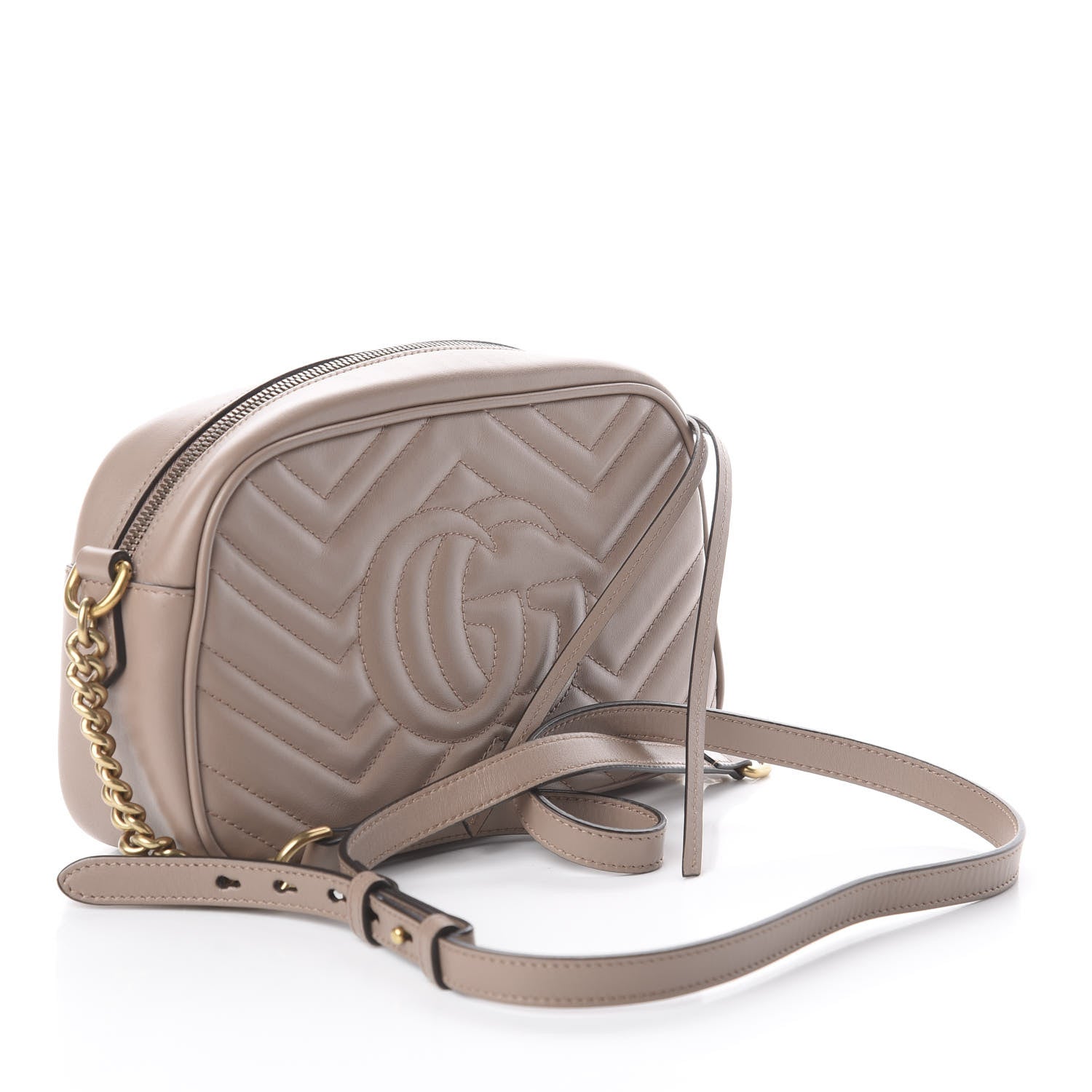 Gucci Calfskin Matelasse Small GG Marmont Chain Shoulder Bag Porcelain Rose 2 of 8