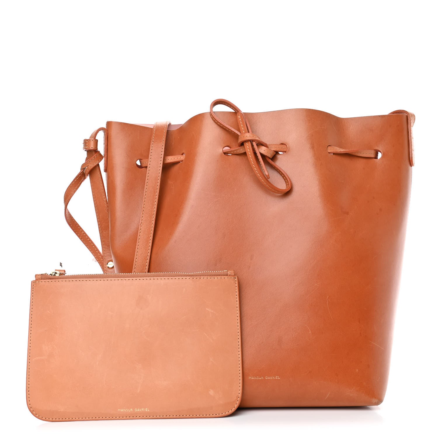 Mansur Gavriel Vegetable Tanned Calfskin Bucket Bag Cammello Rosa 1 of 8