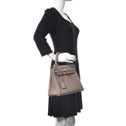 Hermes Taurillon Clemence Kelly Retourne 28 Gris Touterelle 2 of 31