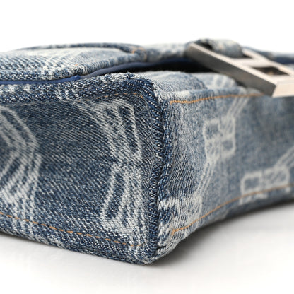 Balenciaga Denim BB Monogram Hourglass Chain Bag Blue 8 of 9