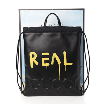 Gucci Calfskin Small GucciGhost Drawstring Backpack Black 9 of 9