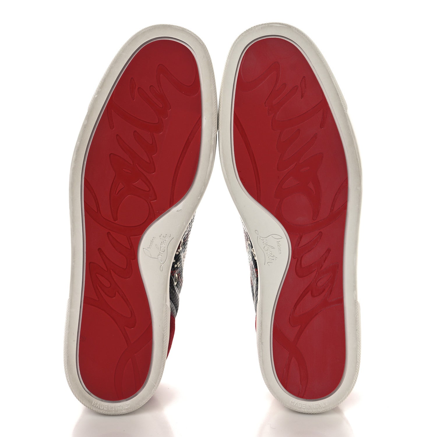 Christian Louboutin Suede Calfskin Snake Embossed Louis Junior Flat Sneakers 43 Multicolor 6 of 8