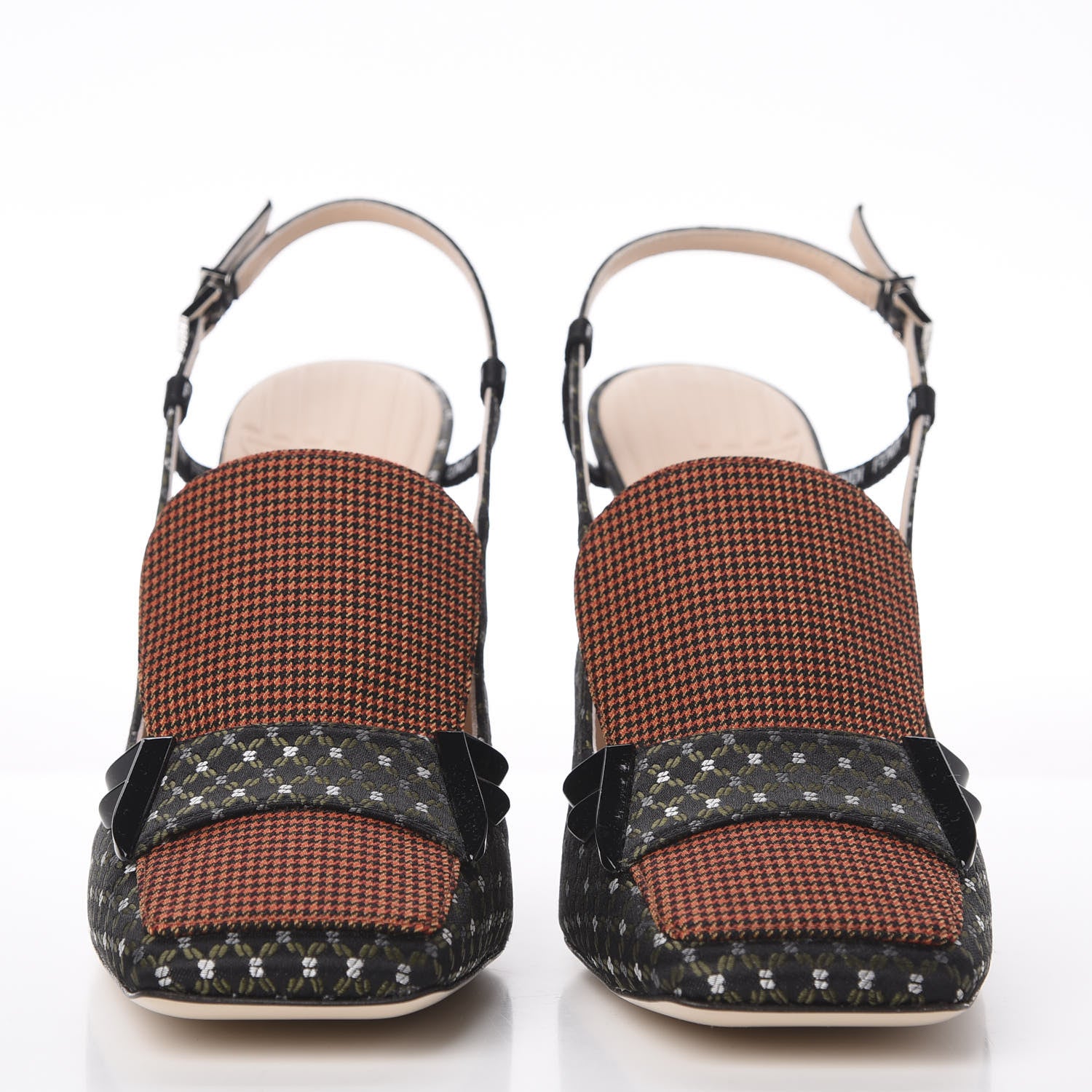 Fendi Fabric Jacquard Ffreedom Slingback Pumps 38.5 3 of 11