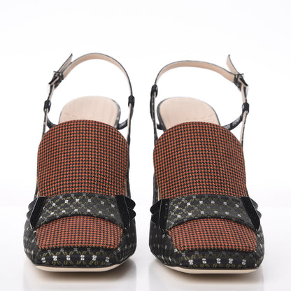 Fendi Fabric Jacquard Ffreedom Slingback Pumps 38.5 3 of 11