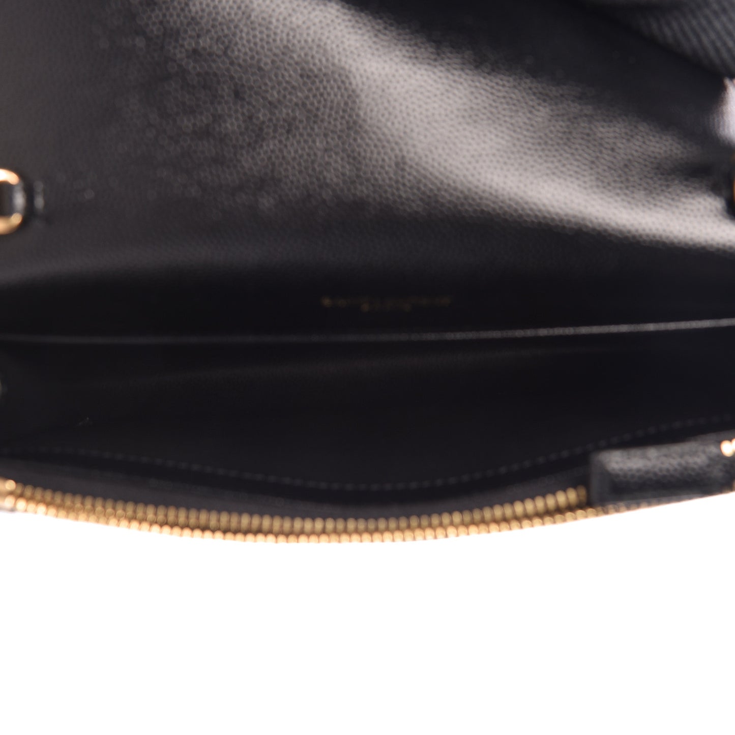 Grain De Poudre Matelasse Chevron Monogram Envelope Chain Wallet Black