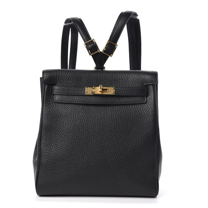Hermes Taurillon Clemence Kelly Ado Backpack Black 1 of 13