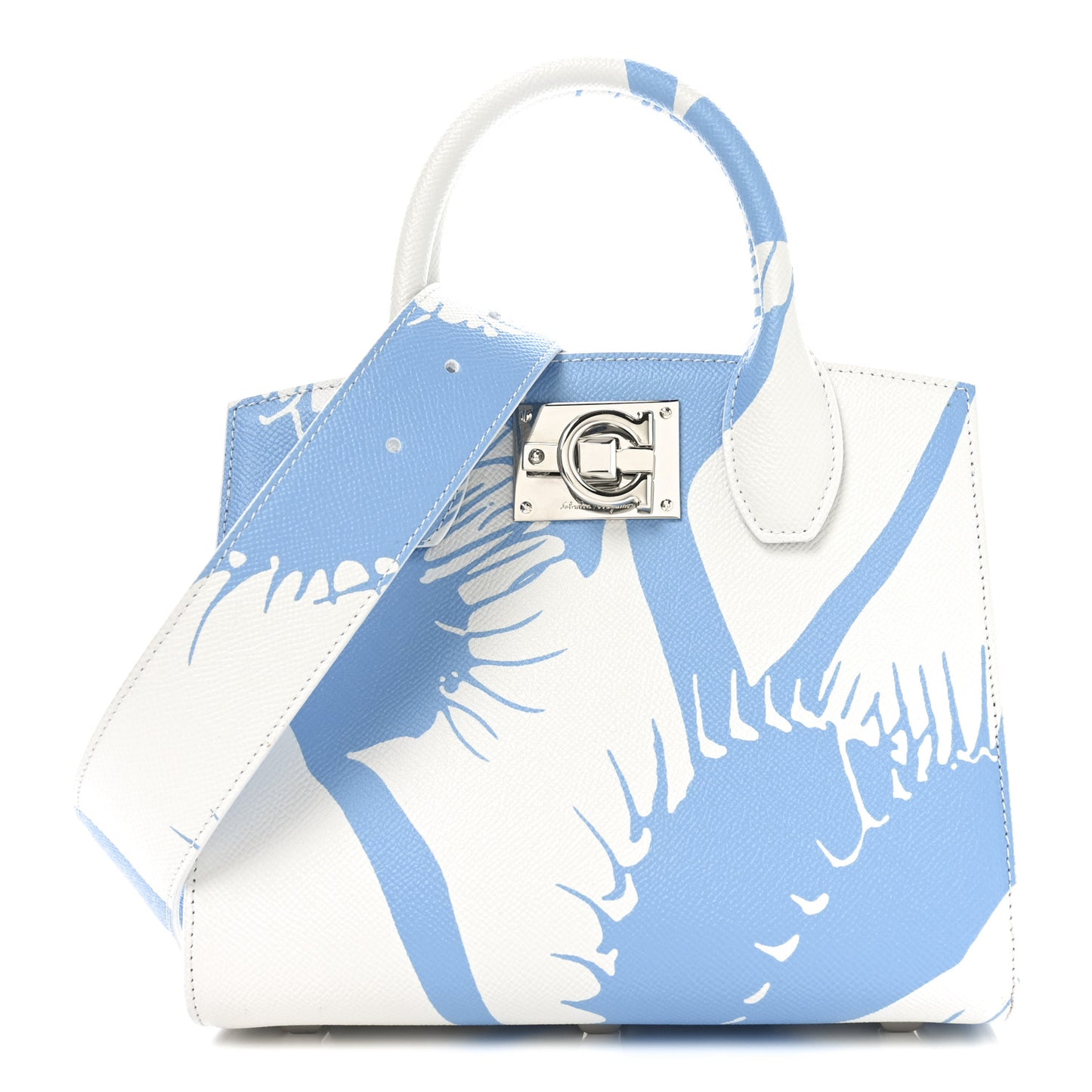 Calfskin Print Mini The Studio Bag White Blue