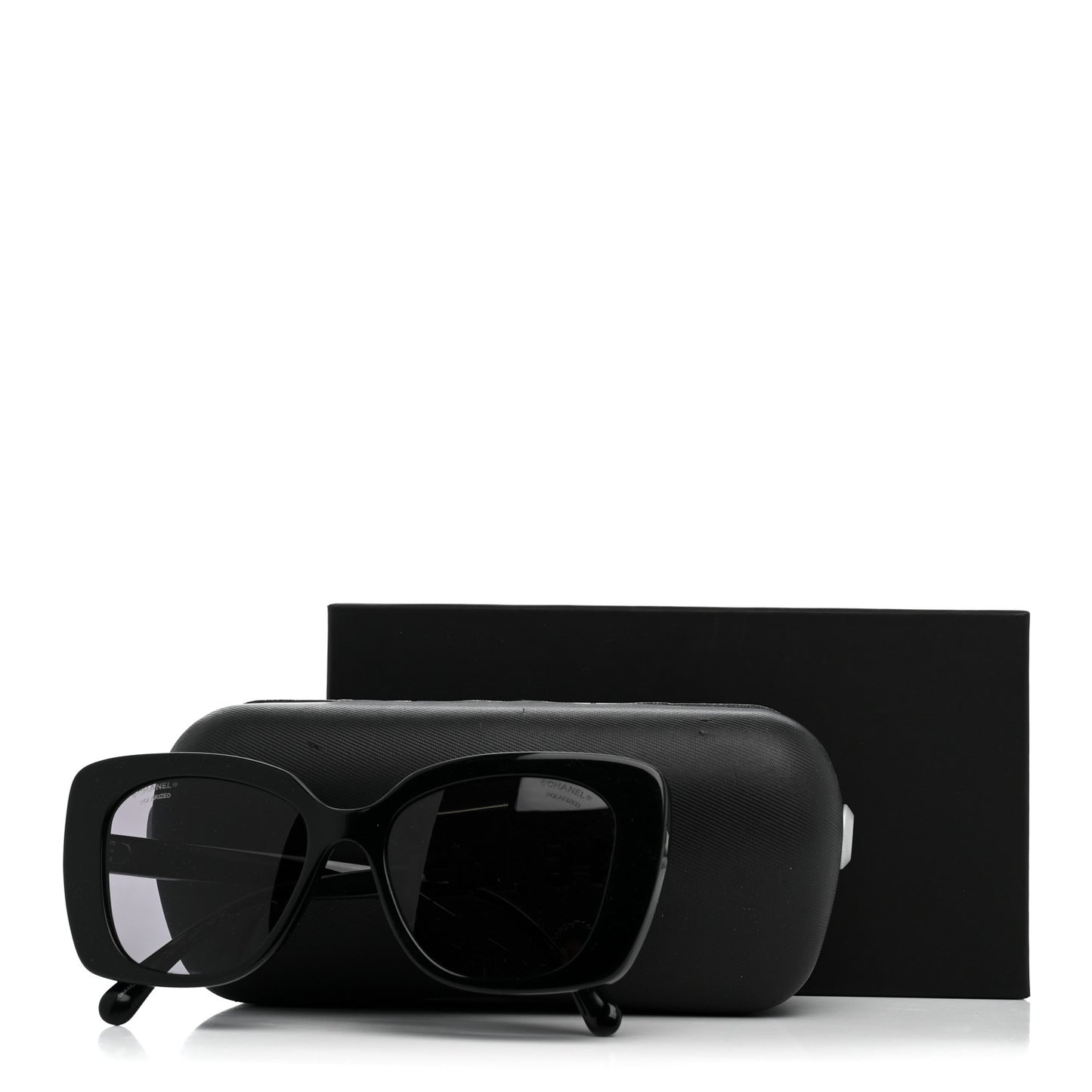 Acetate Strass Polarized Square Sunglasses 5422-B-A Black