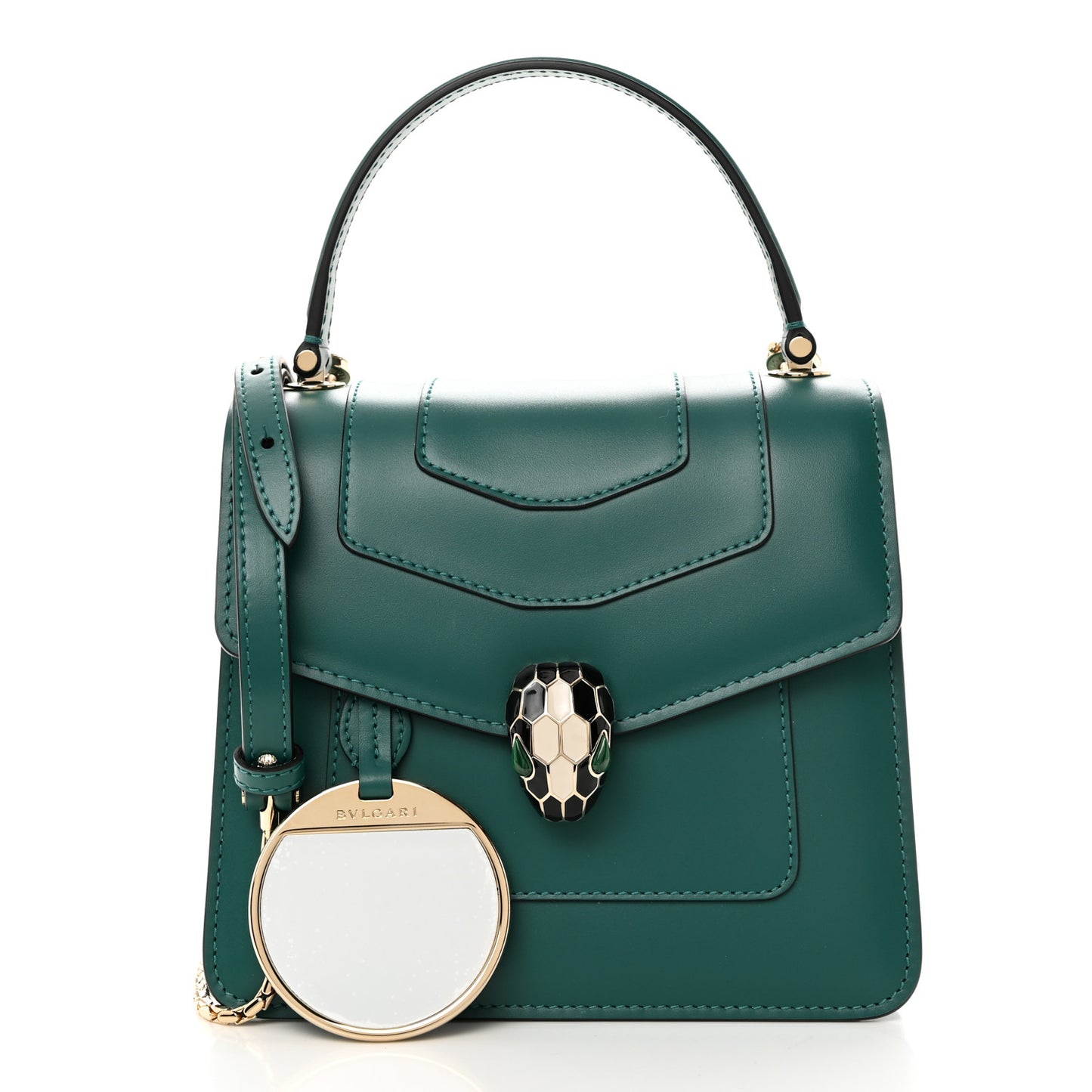 Calfskin Serpenti Forever Top Handle Emerald Green