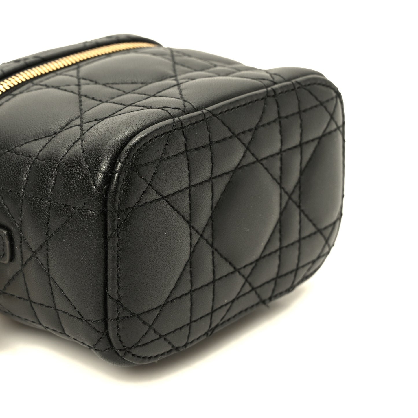 Lambskin Cannage Micro Lady Dior Vanity Case Black