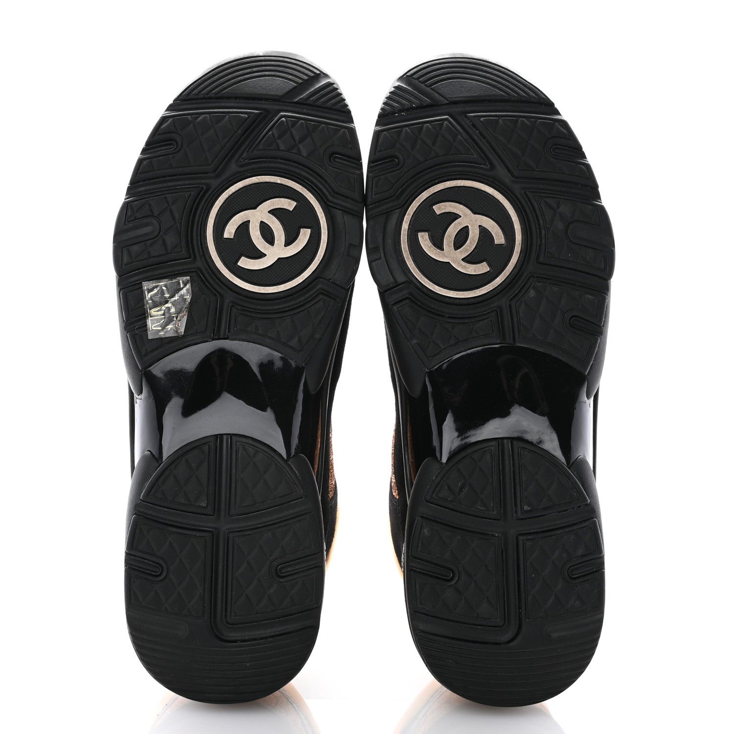 Chanel Metallic Fabric Suede Calfskin Crocodile Embossed CC Sneakers 40.5 Black Gold 5 of 8