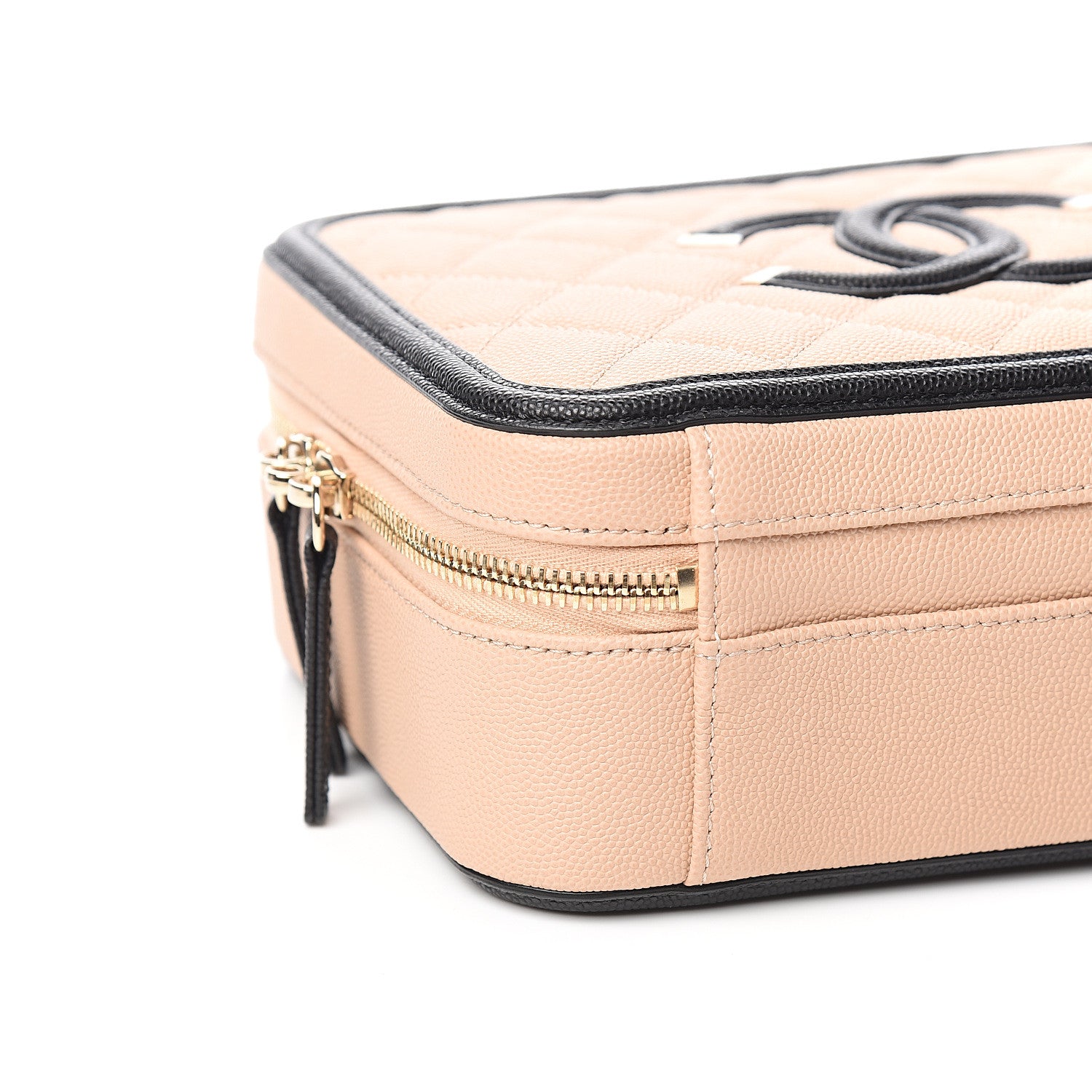 Chanel Caviar Quilted Medium CC Filigree Vanity Case Beige Black 7 of 9
