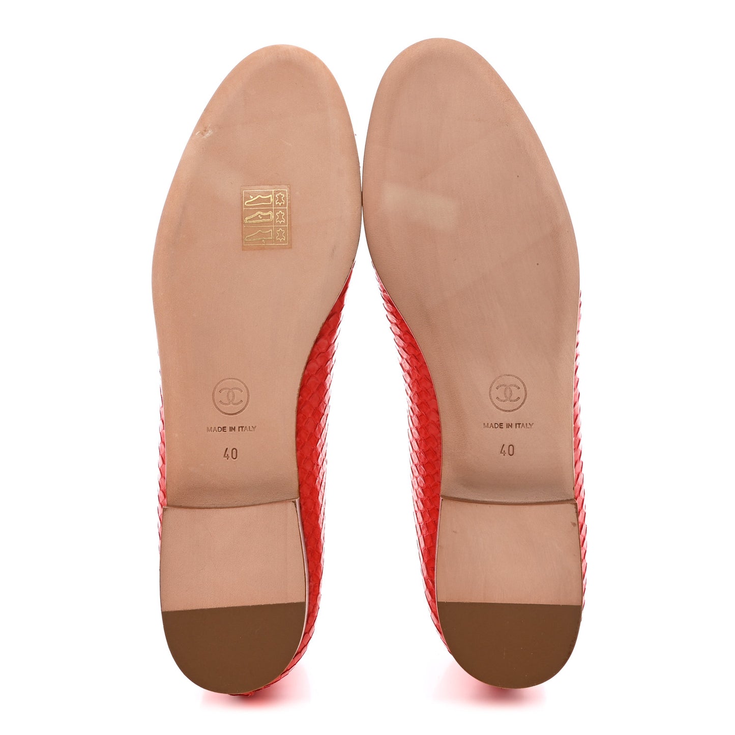 Snakeskin Cap Toe CC Ballerina Flats 40 Red