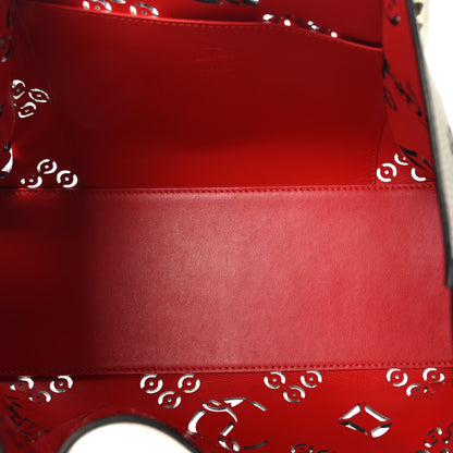 Christian Louboutin Calfskin Loubinthesky Small Perforated Cabarock Spikes Tote Snow 5 of 8