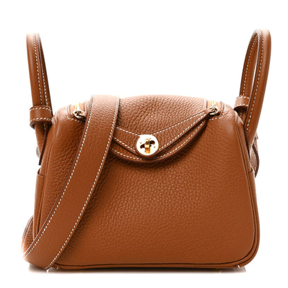 Hermes Taurillon Clemence Mini Lindy 20 Gold 1 of 8
