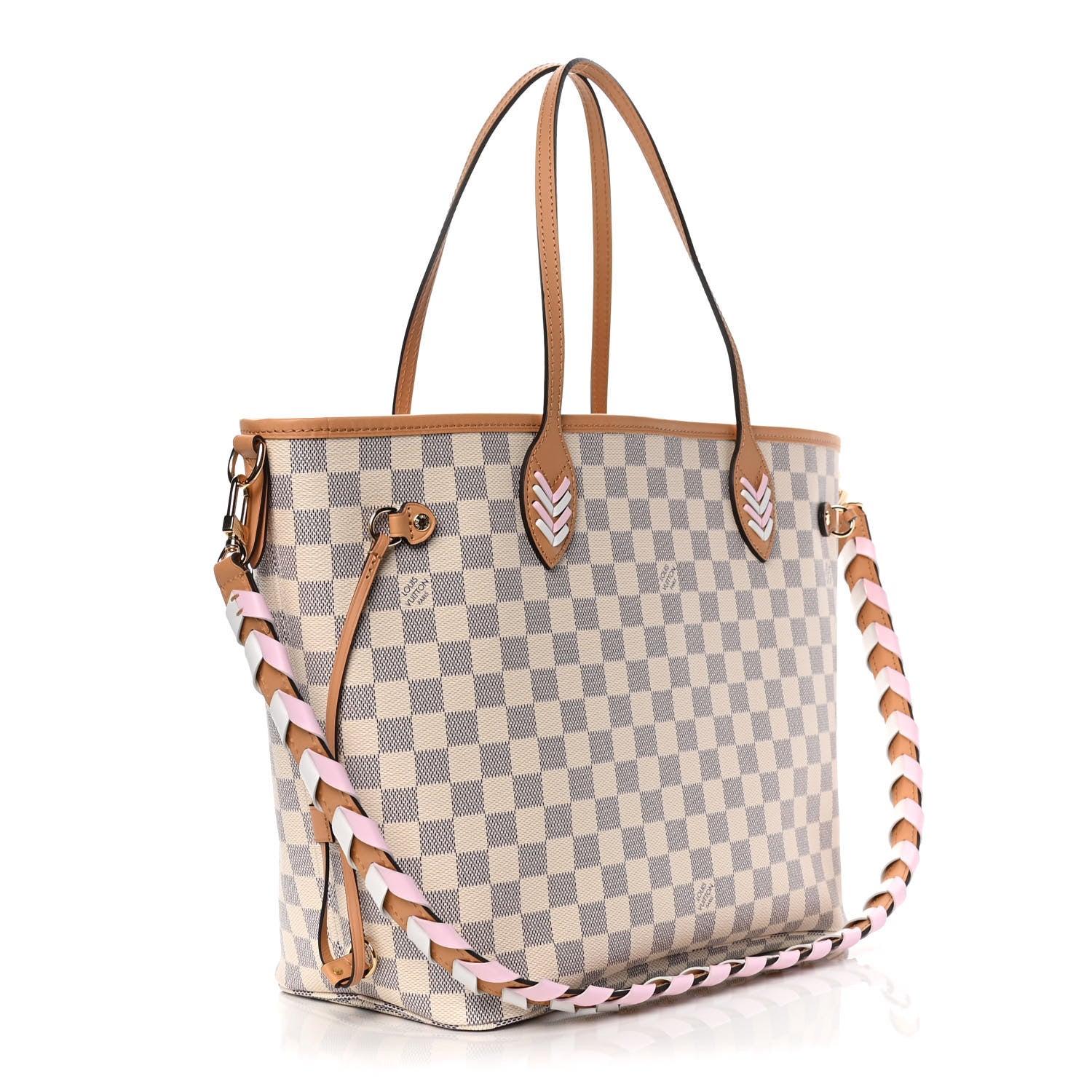 Louis Vuitton Damier Azur Braided Neverfull MM Orange 2 of 9