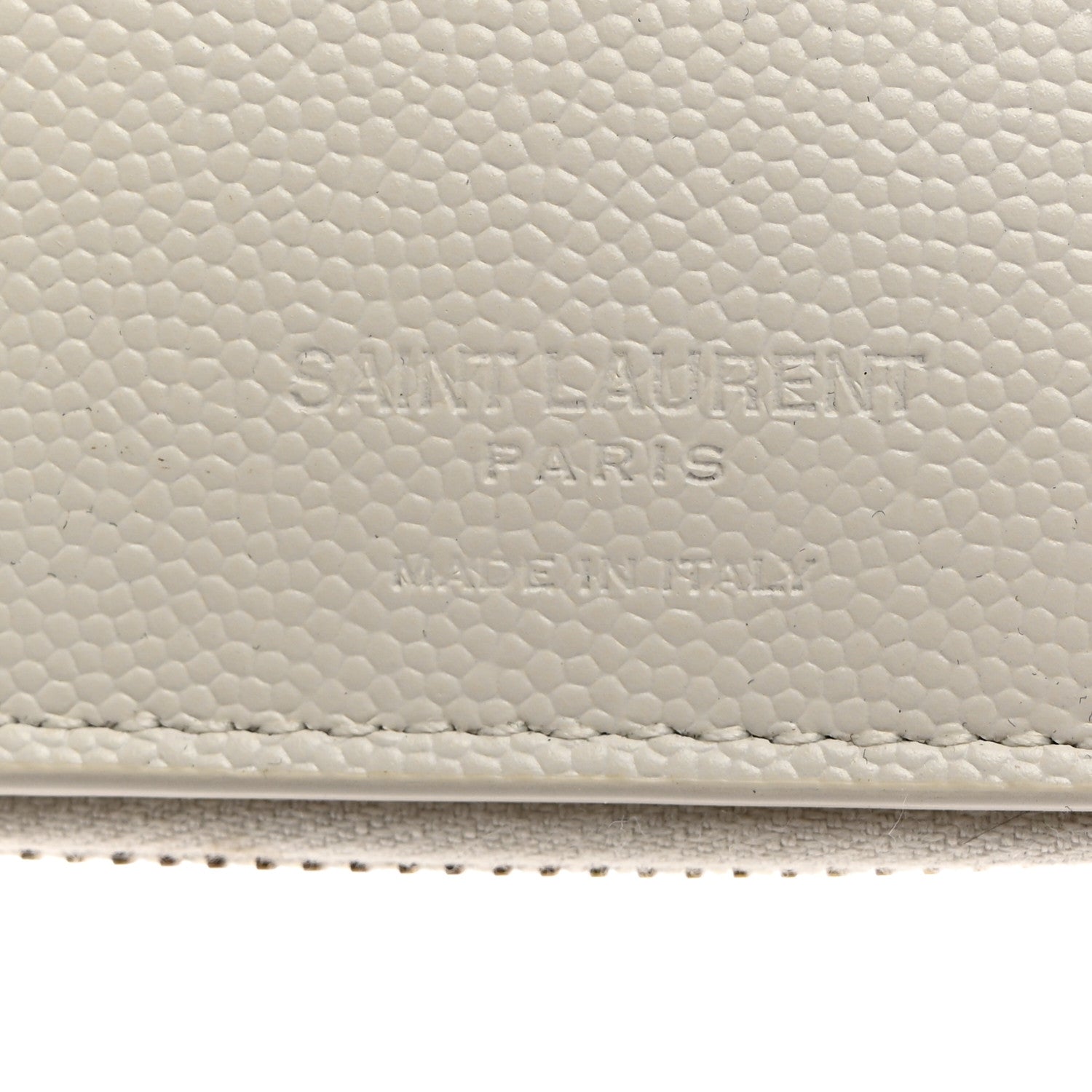 Saint Laurent Grained Calfskin Paris Compact Zip Around Wallet White Multicolor 7 of 8