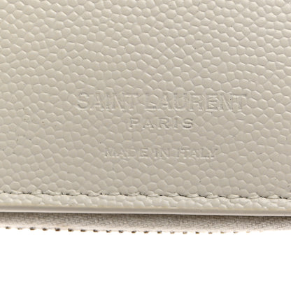 Saint Laurent Grained Calfskin Paris Compact Zip Around Wallet White Multicolor 7 of 8