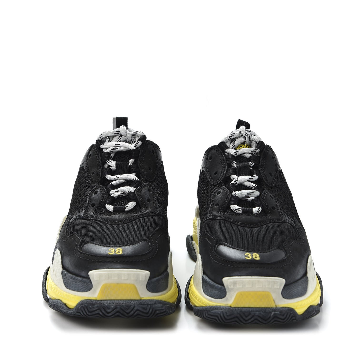 Fabric Mesh Womens Triple S Sneakers 38 Black Yellow