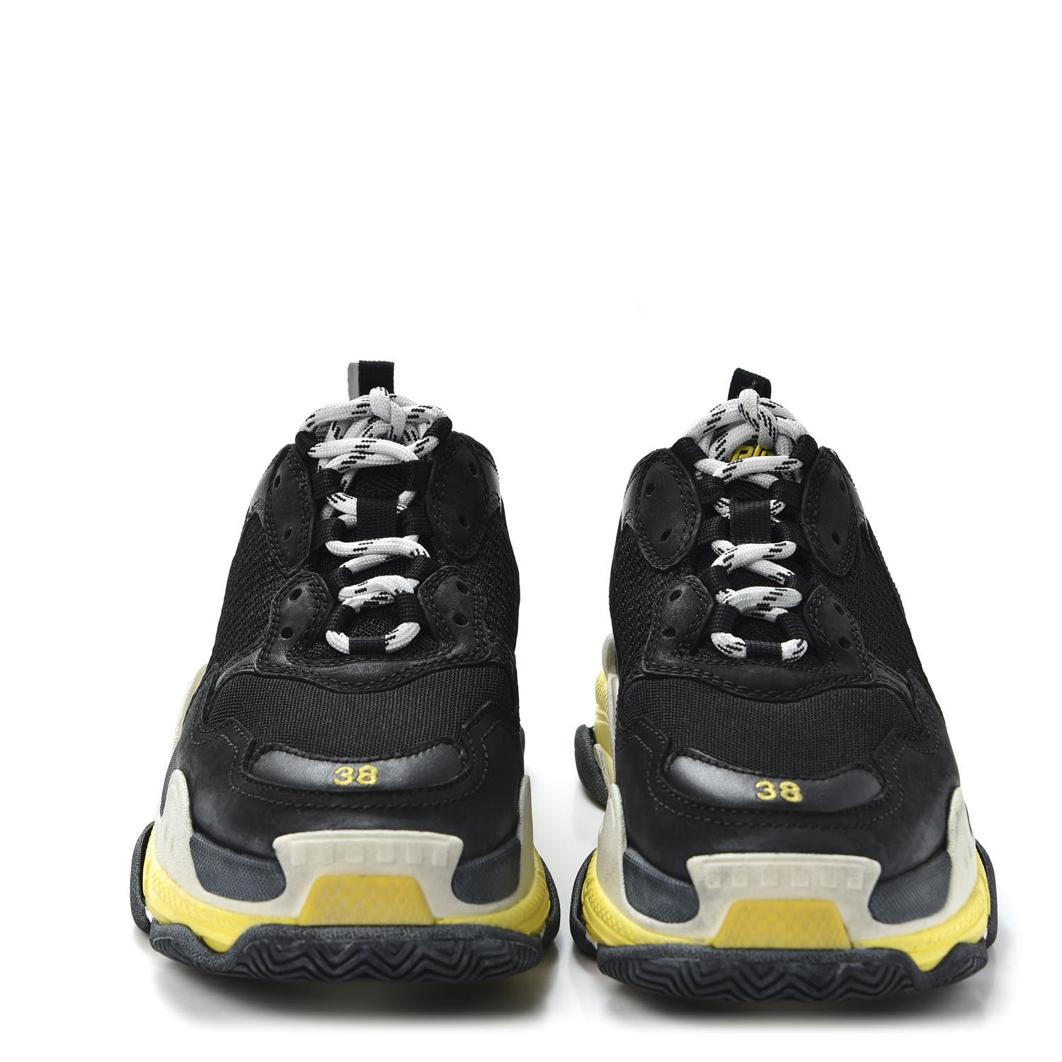 Balenciaga Fabric Mesh Womens Triple S Sneakers 38 Black Yellow 2 of 8