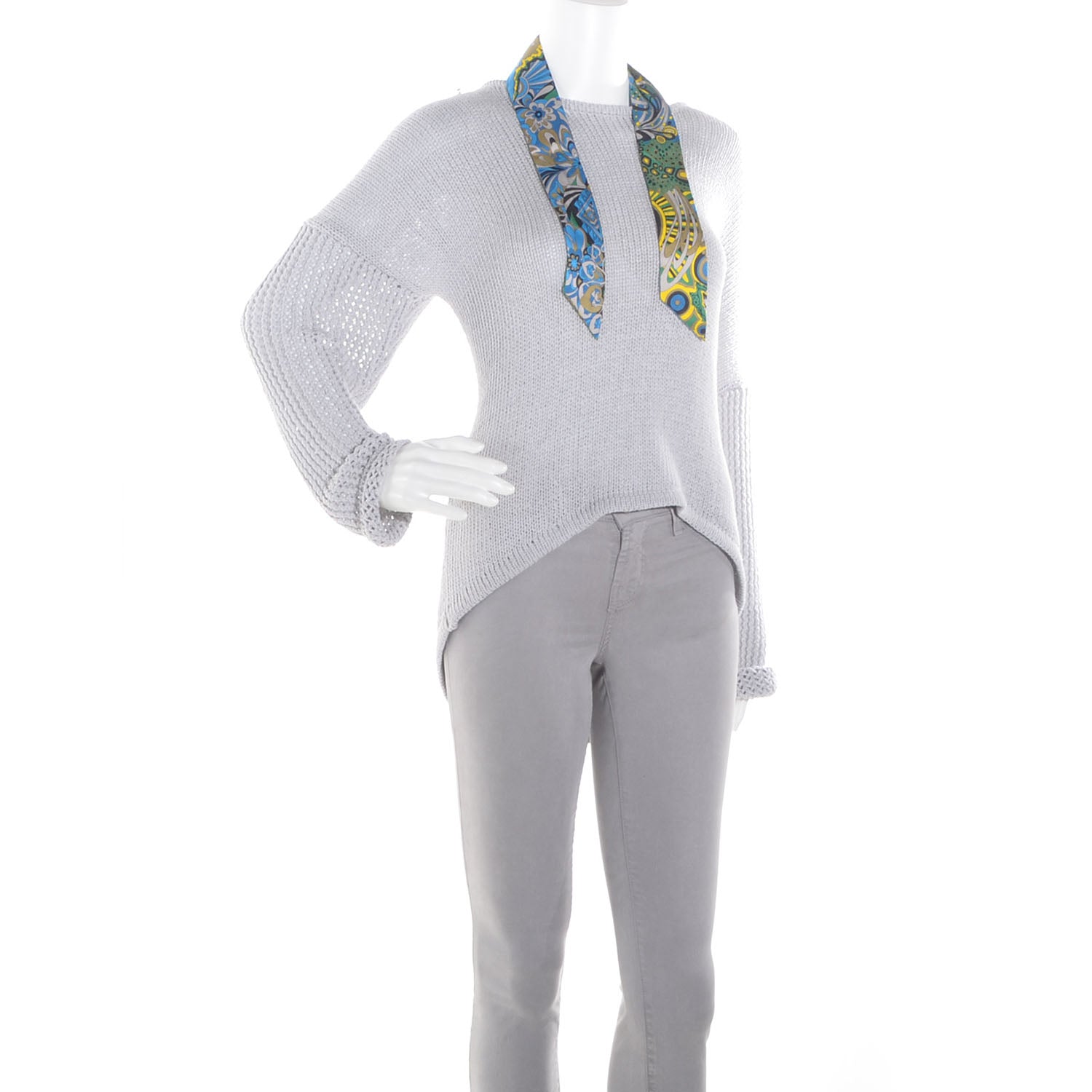 Hermes Silk L'Art Indien Des Plaines Twilly Indigo Jaune Bleu 2 of 6