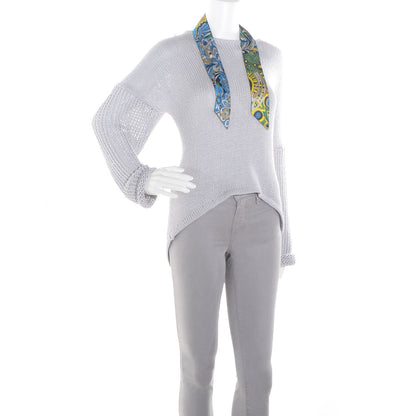 Hermes Silk L'Art Indien Des Plaines Twilly Indigo Jaune Bleu 2 of 6