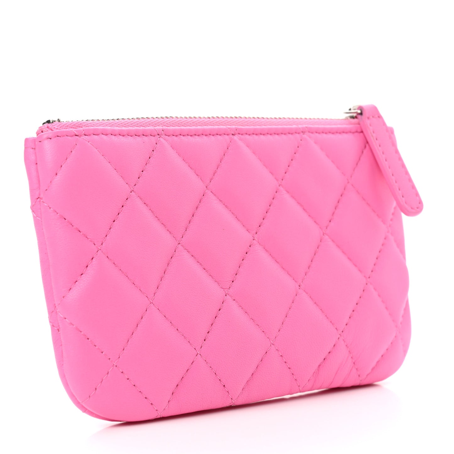 Lambskin Quilted Small Cosmetic Case Pink