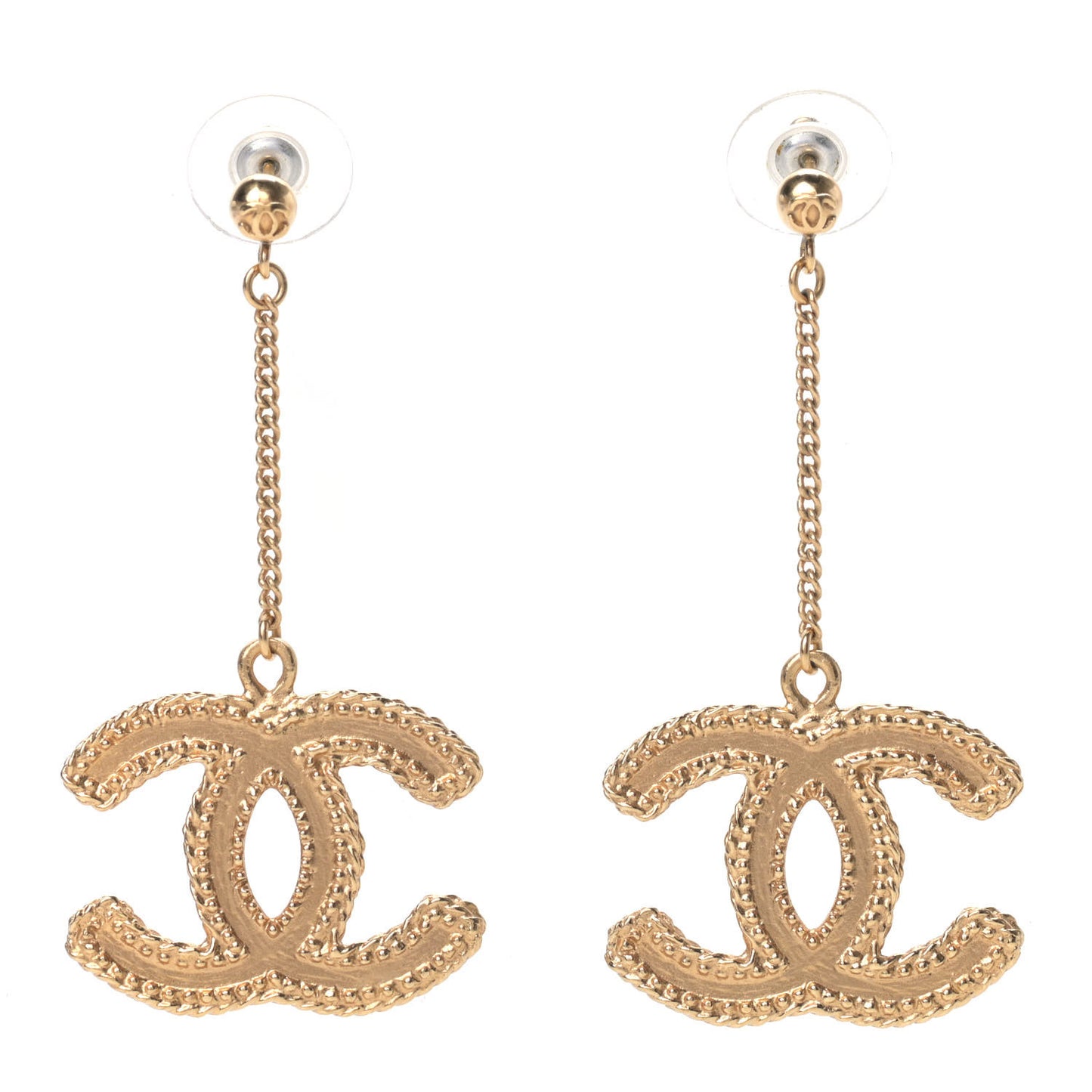CC Drop Earrings Matte Gold