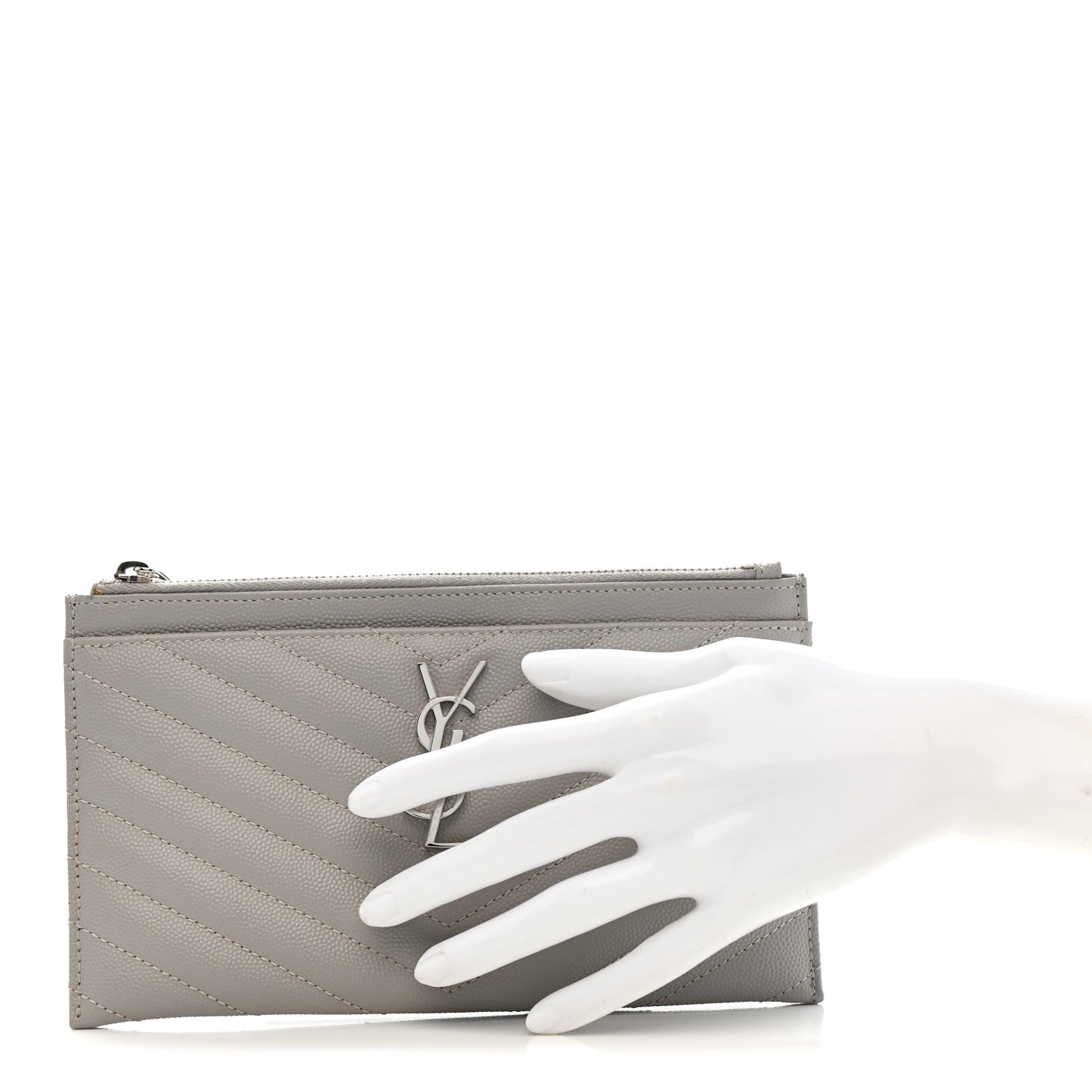 Grain De Poudre Chevron Monogram Bill Pouch Granite