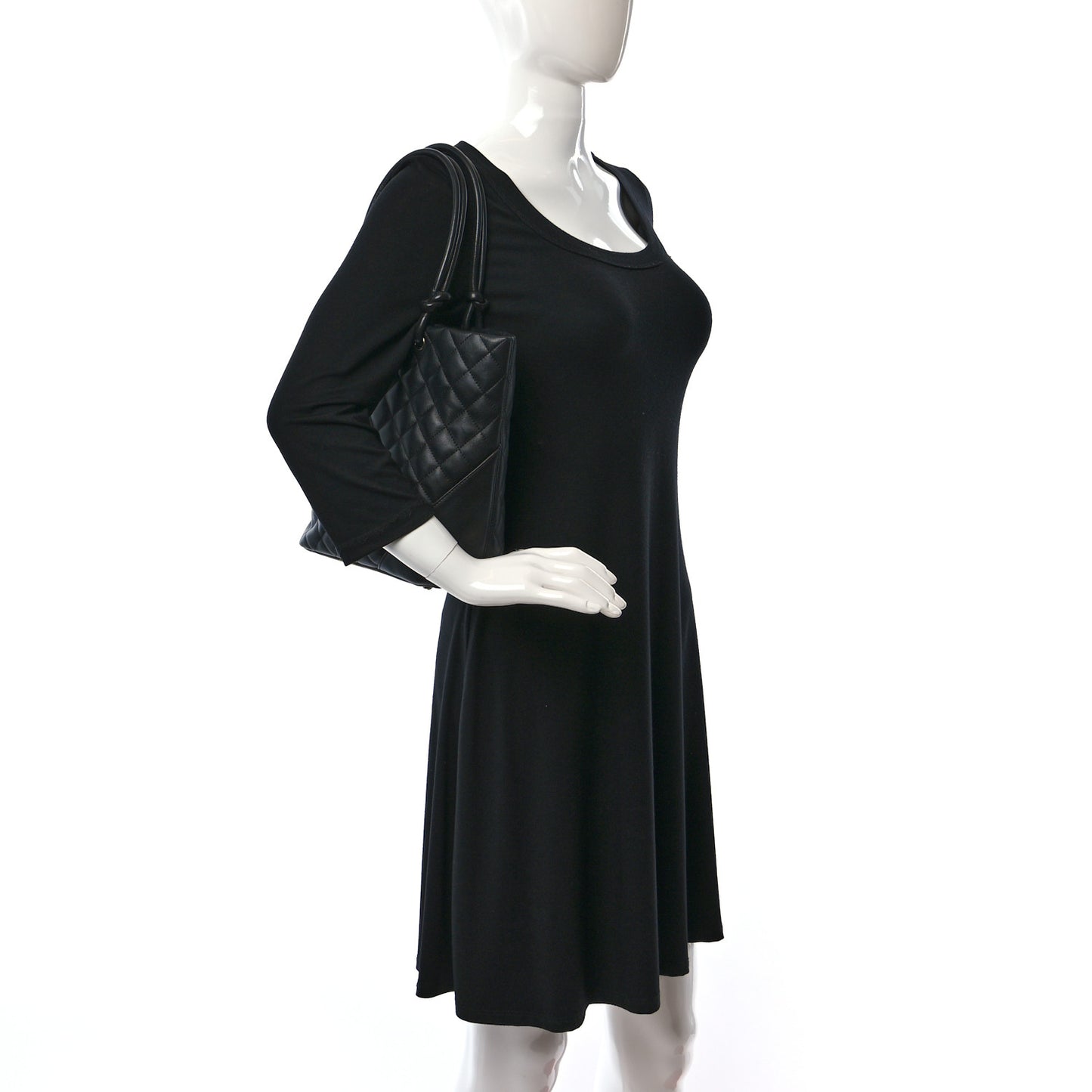 Calfskin Quilted Medium Cambon Tote Black