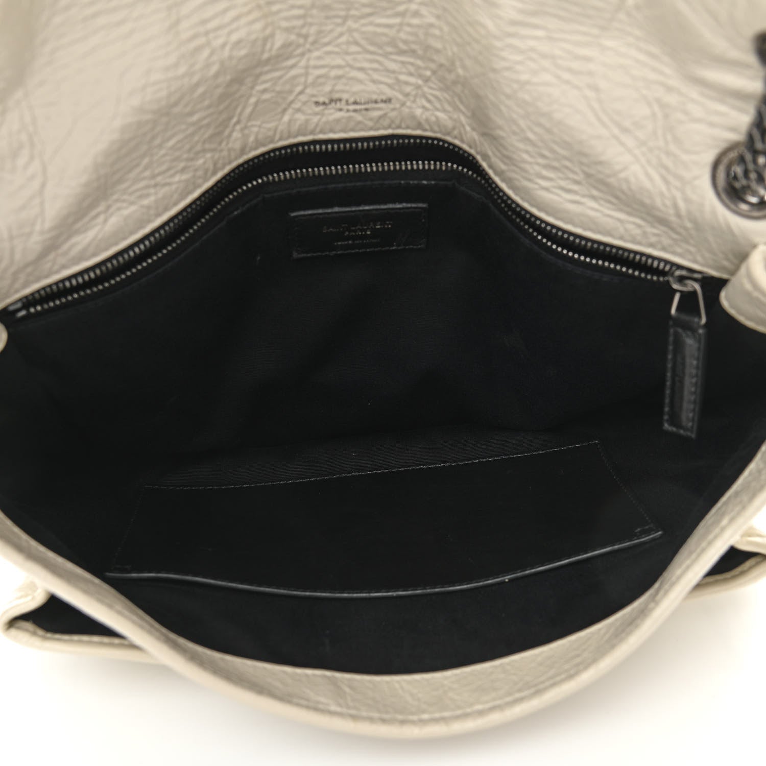 Saint Laurent Crinkled Calfskin Matelasse Monogram Large Niki Chain Satchel Ivory 4 of 12