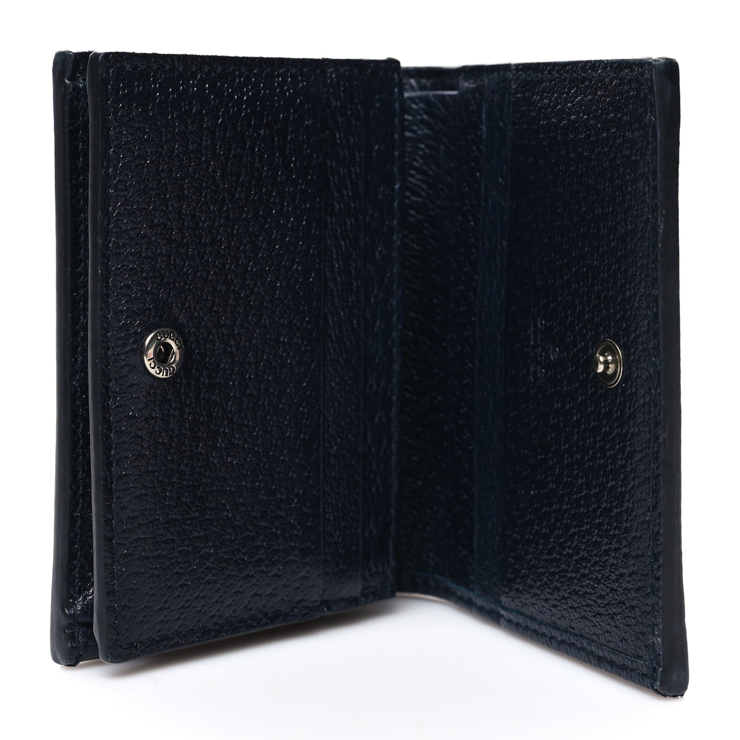 GG Supreme Monogram Textured Dollar Calfskin Web Ophidia Card Case Beige Blue