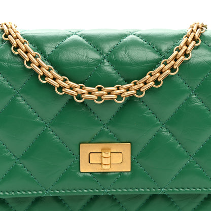 Chanel Aged Calfskin Quilted Mini Reissue Wallet On Chain WOC Green 9 of 11