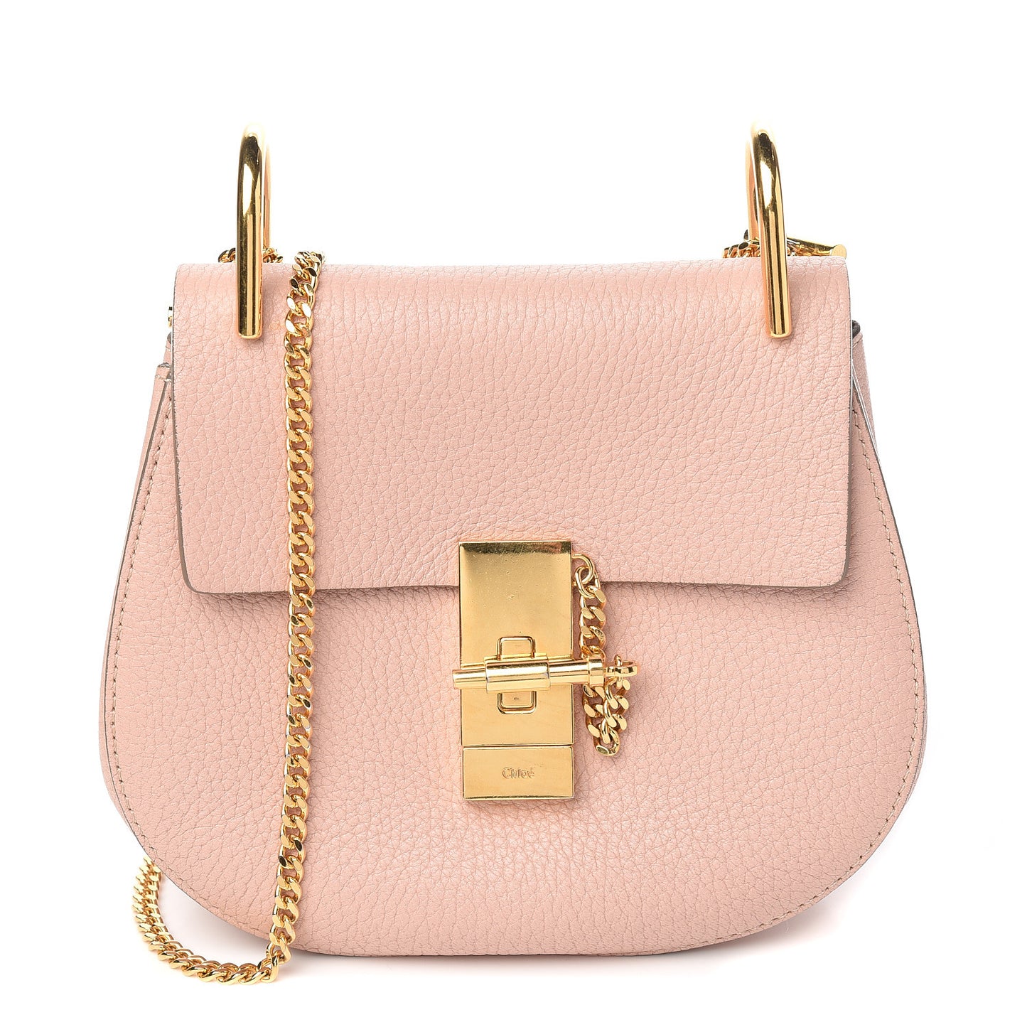 Grained Lambskin Mini Drew Shoulder Bag Cement Pink