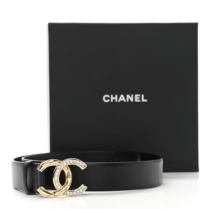 Chanel Calfskin Crystal Metal Quilted CC Belt 80 32 Black 8 of 8