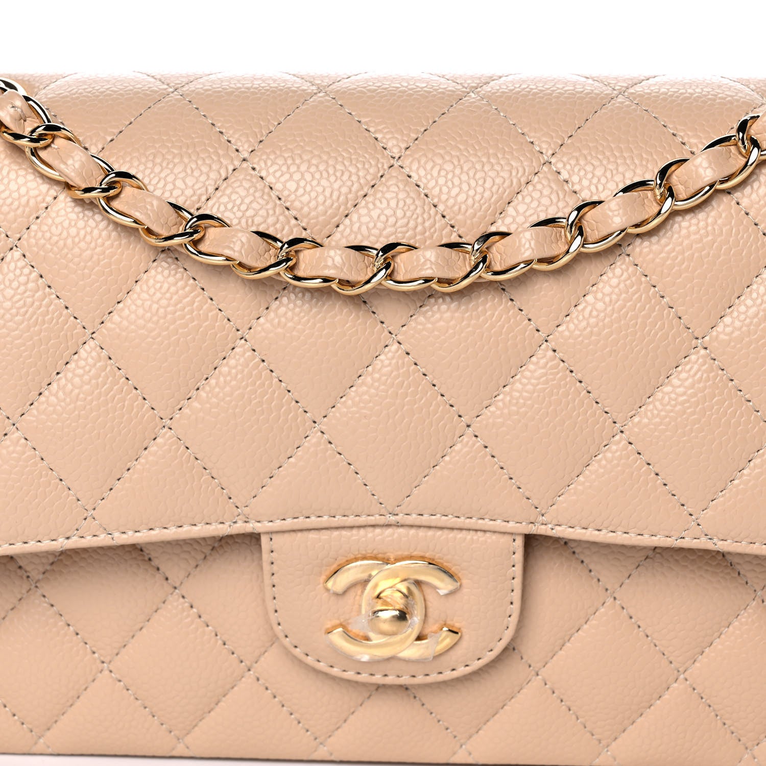 Chanel Caviar Quilted Medium Double Flap Beige 8 of 12