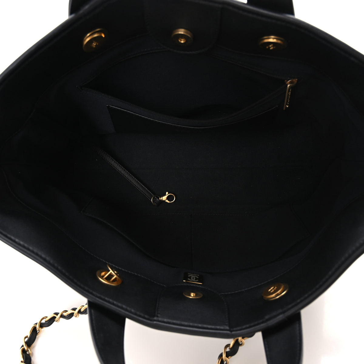 Denim Calfskin Quilted Small Deauville tote  Black