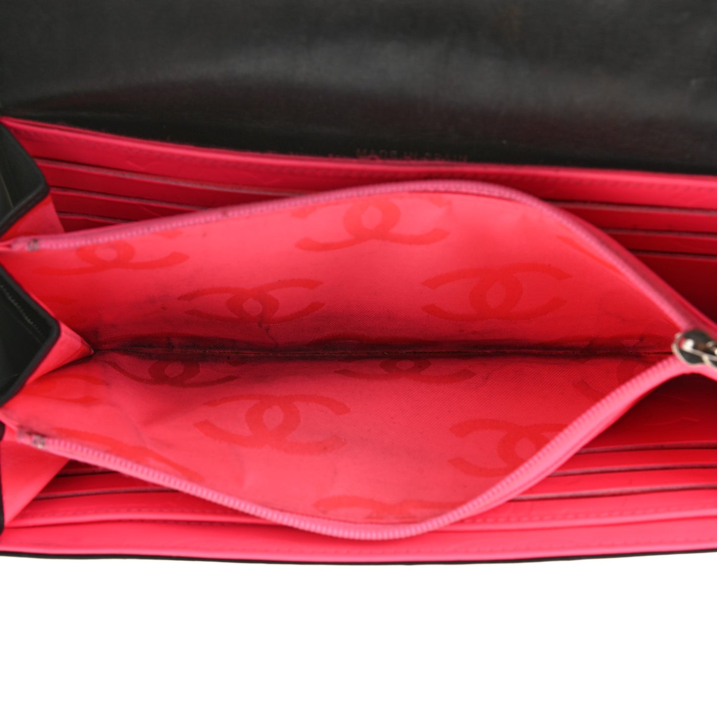 Calfskin Quilted Cambon Tri-Fold Wallet Black