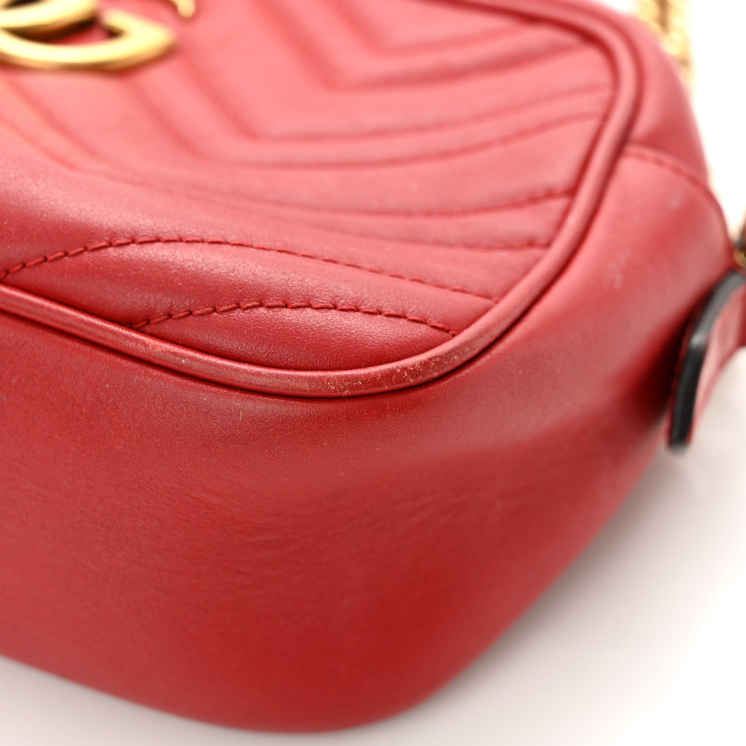 Gucci Calfskin Matelasse Small GG Marmont Chain Shoulder Bag Hibiscus Red 14 of 15