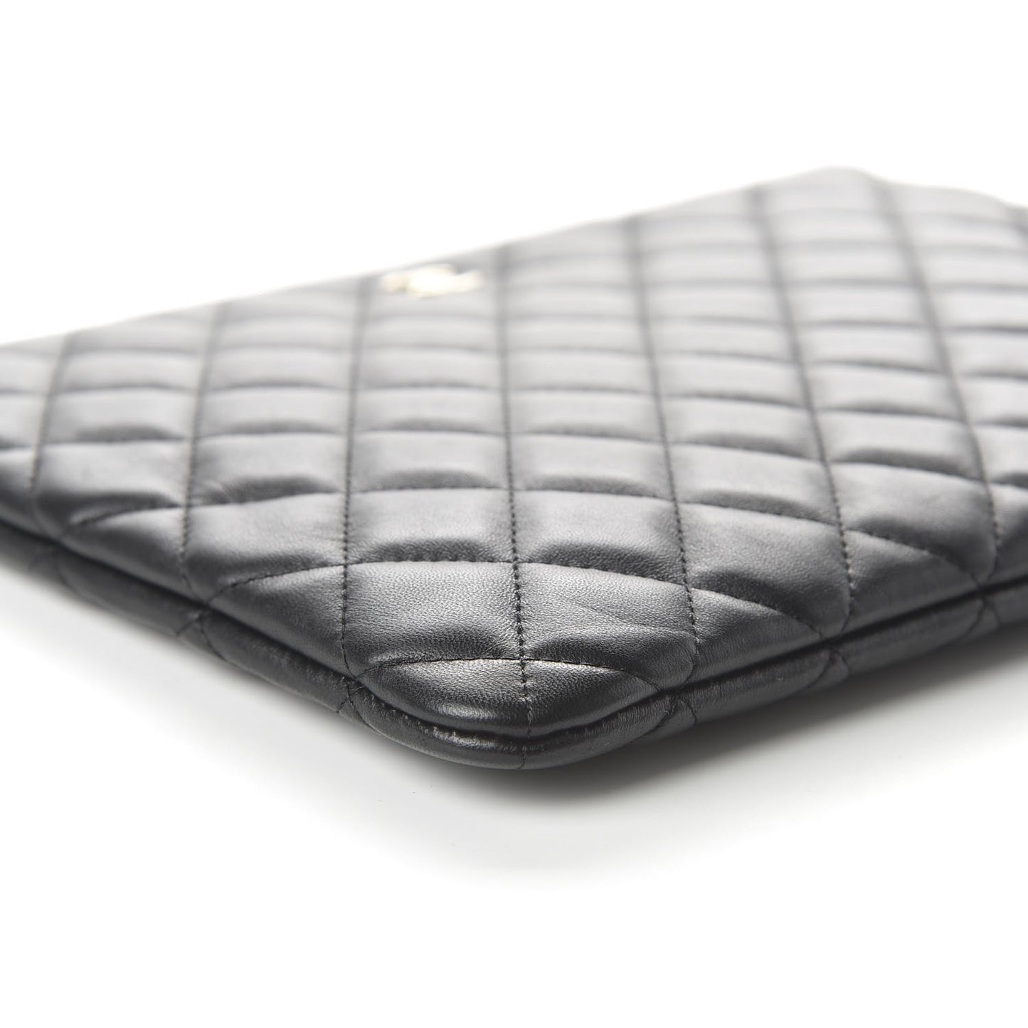 Lambskin Quilted Medium Cosmetic Case Black