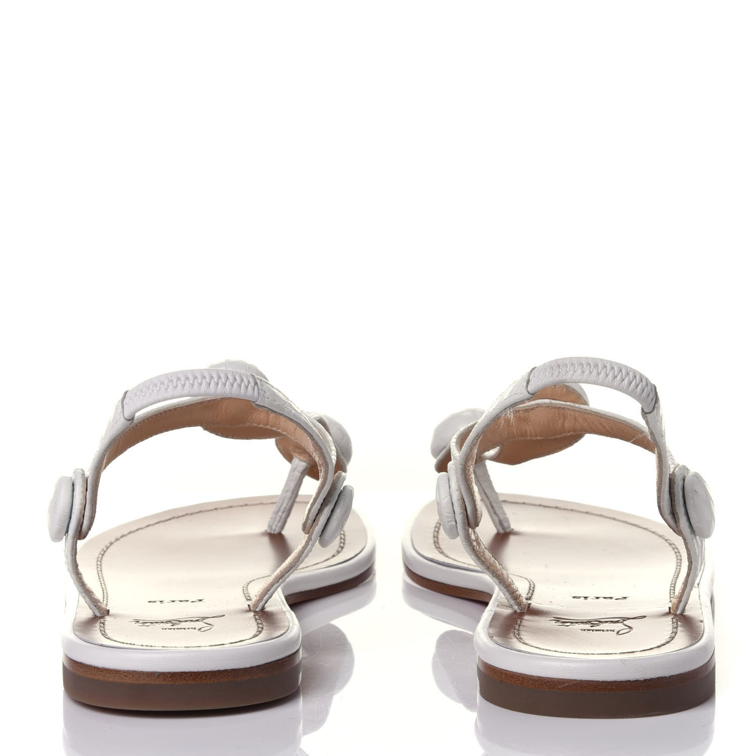 Christian Louboutin Calfskin Jurassic Nappa Planet Ball Flat Sandals 36 White 5 of 10